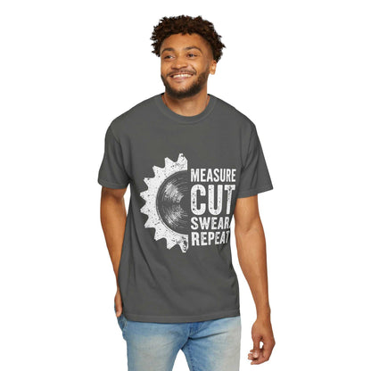 Unisex Comfort Colors 1717 garment-dyed t-shirt in dark gray with graphic print.