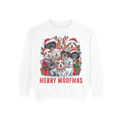 Festive Dog Sweatshirt, Merry Woofmas Sweatshirt, Unisex Holiday Clothing, Dog Lover Gift, Christmas Sweater, Cozy Winter Apparel