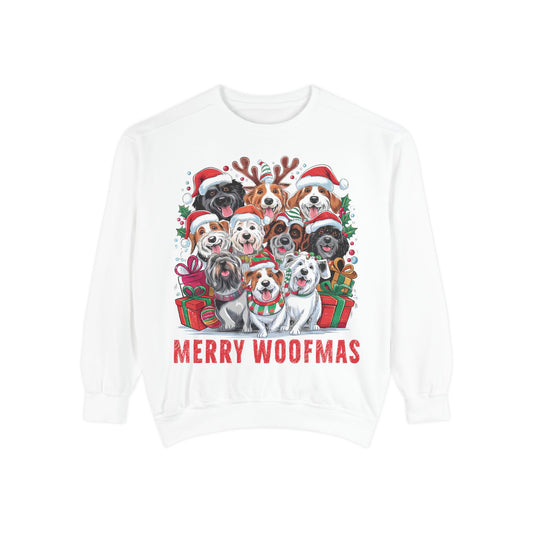 Festive Dog Sweatshirt, Merry Woofmas Sweatshirt, Unisex Holiday Clothing, Dog Lover Gift, Christmas Sweater, Cozy Winter Apparel