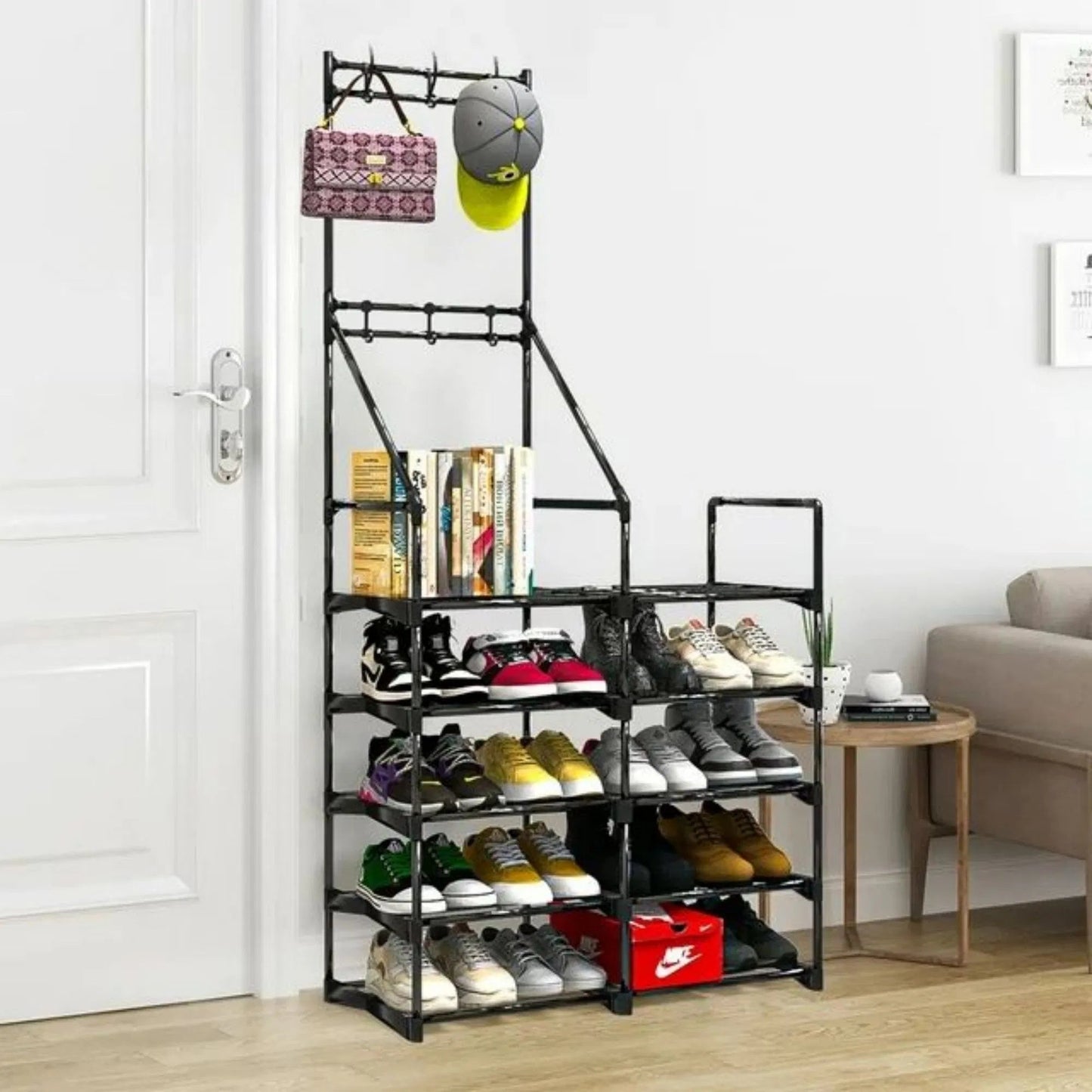5-Tier Shoe Rack Shoe Storage Organizer, Freestanding Coat And Shoe