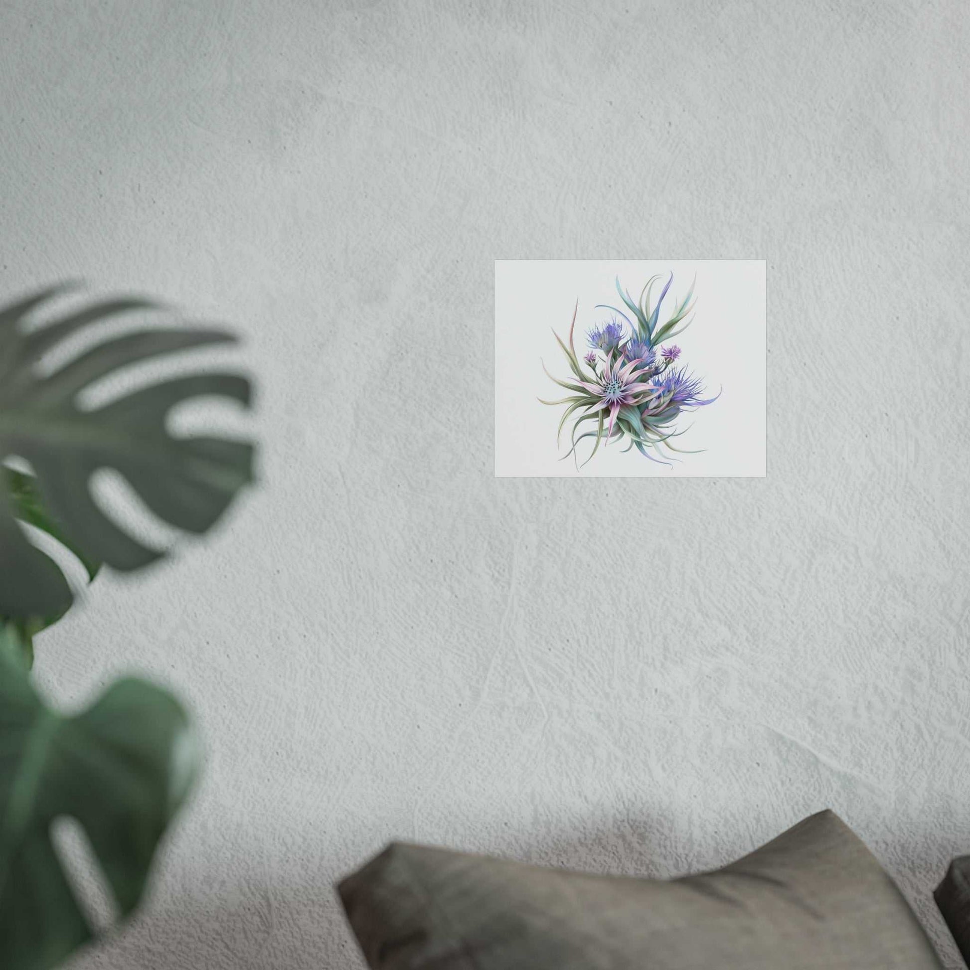 Fine Art Poster on gallery-grade matte paper with botanical illustration, displayed on a wall.