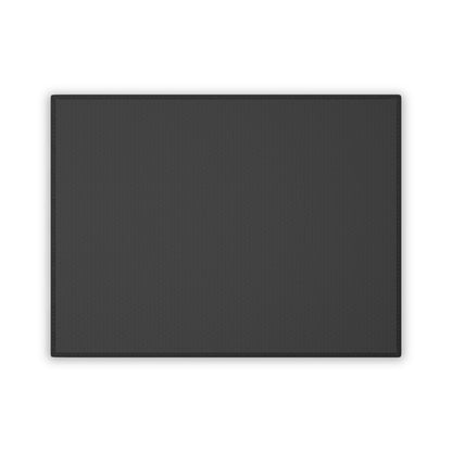 Pet Mat with non-slip backing, 100% polyester, 18" x 24", tufted loop, black trim.