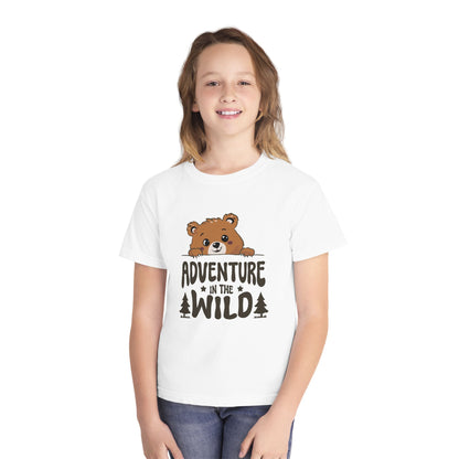 Adventure in the Wild Youth Tee, Cute Bear Graphic T-Shirt, Kids Outdoor Play Shirt, Nature Lover Gift, Perfect for Camping and Birthdays - Toddcraft