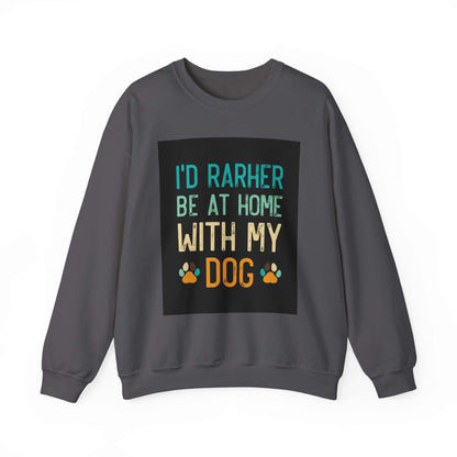 Unisex Heavy Blend™ Crewneck Sweatshirt with dog-themed design on front.