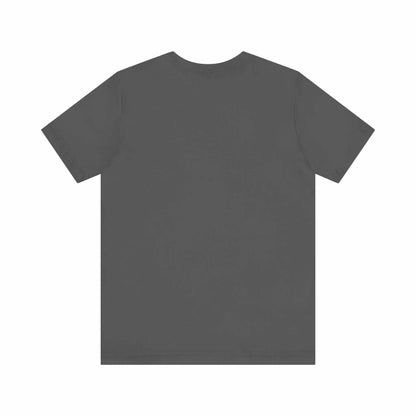 Unisex jersey short sleeve tee in dark color, featuring a crew neckline and ribbed knit collars for classic style.