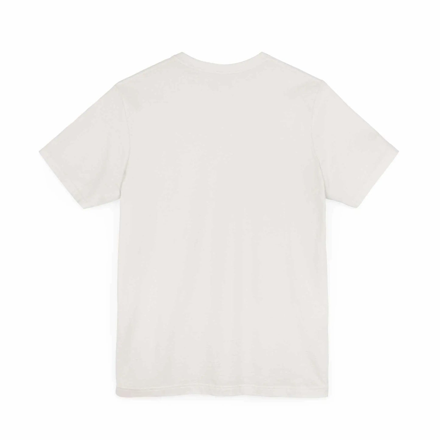 Unisex jersey short sleeve tee in beige, featuring a soft cotton blend with ribbed knit collar and tapered shoulders.