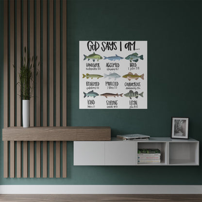 Inspirational Satin Poster Print, Motivational Wall Art, Faith-Inspired Home Decor, Fish Themed Wall Decor, Christian Quotes