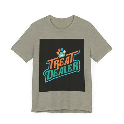 Unisex Jersey Short Sleeve Tee with "Treat Dealer" graphic, crew neckline, and soft cotton fabric.