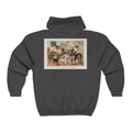 Unisex animal print hoodie with artistic design, cozy zip sweatshirt for art lovers.