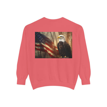 Unisex Garment-Dyed Sweatshirt America The Beautiful and The American Flag and a Bald eagle perfect gift for Freedom fighters and nature lovers