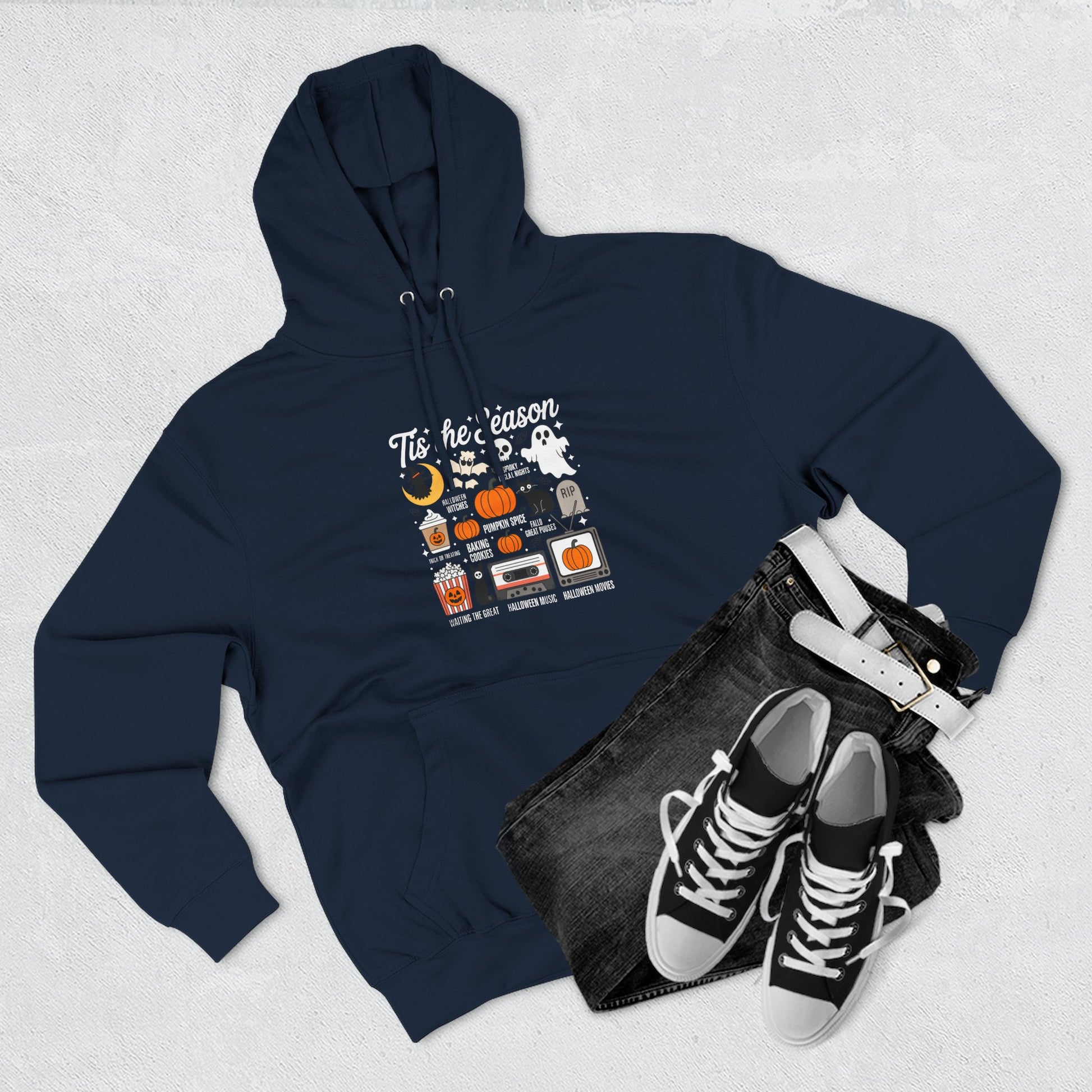 Halloween Three-Panel Fleece Hoodie, Cozy Fall Apparel, Spooky Season Sweatshirt, Ghostly Hoodie, Pumpkin Outfit - Toddcraft