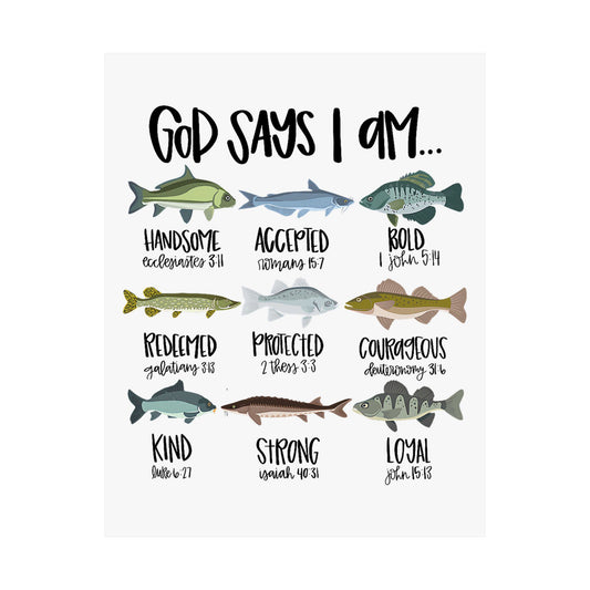 Inspirational Satin Poster Print, Motivational Wall Art, Faith-Inspired Home Decor, Fish Themed Wall Decor, Christian Quotes