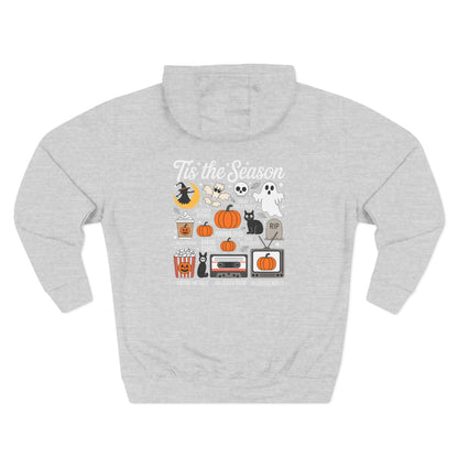 Halloween Three-Panel Fleece Hoodie, Cozy Fall Apparel, Spooky Season Sweatshirt, Ghostly Hoodie, Pumpkin Outfit - Toddcraft