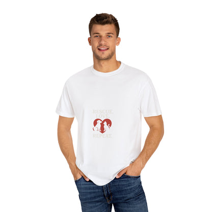 Dog Lover Unisex T-shirt - 'Rescue | Repeat' Shirt for Animal Rights Advocates, Gifts for Pet Owners, Casual Wear, Eco-Friendly Fashion - Toddcraft