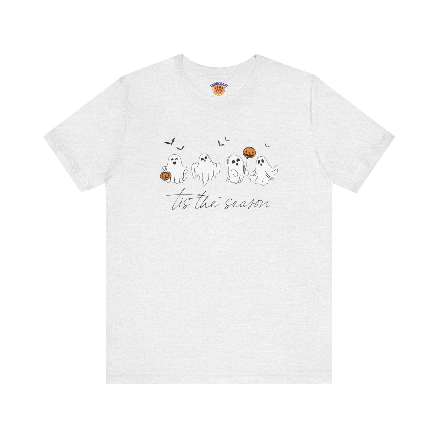 Ghostly Autumn Vibes Tee, Halloween T-Shirt, Unisex Pumpkin Shirt, Fall Ghost Design Tee, Seasonal Cute Graphic Top - Toddcraft