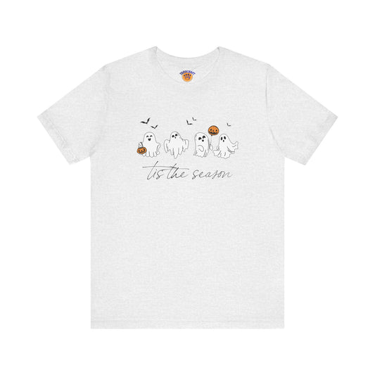 Ghostly Autumn Vibes Tee, Halloween T-Shirt, Unisex Pumpkin Shirt, Fall Ghost Design Tee, Seasonal Cute Graphic Top - Toddcraft