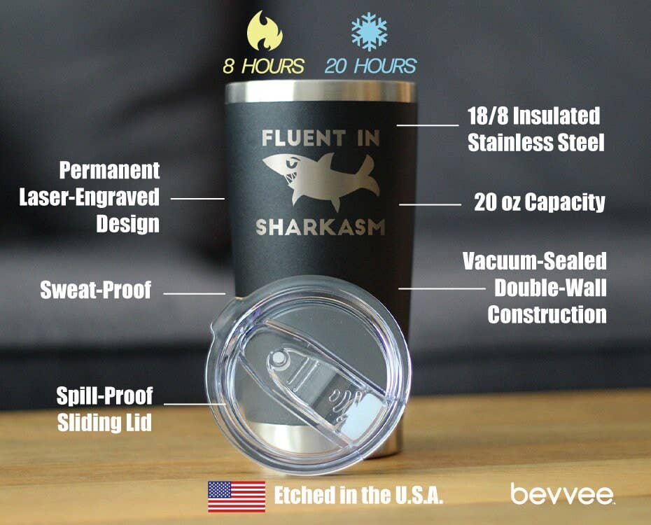 Sharkasm Insulated Travel Tumbler - Funny Shark Gifts