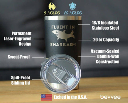 Sharkasm Insulated Travel Tumbler - Funny Shark Gifts