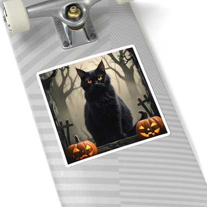 Halloween Black Cat Stickers, Cute Cat Decor, Spooky Autumn Art, Laptop Stickers, Holiday Party Favors - Toddcraft