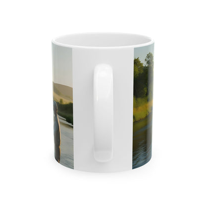 Fishing Scene Ceramic Mug - Perfect Gift for Anglers & Nature Lovers