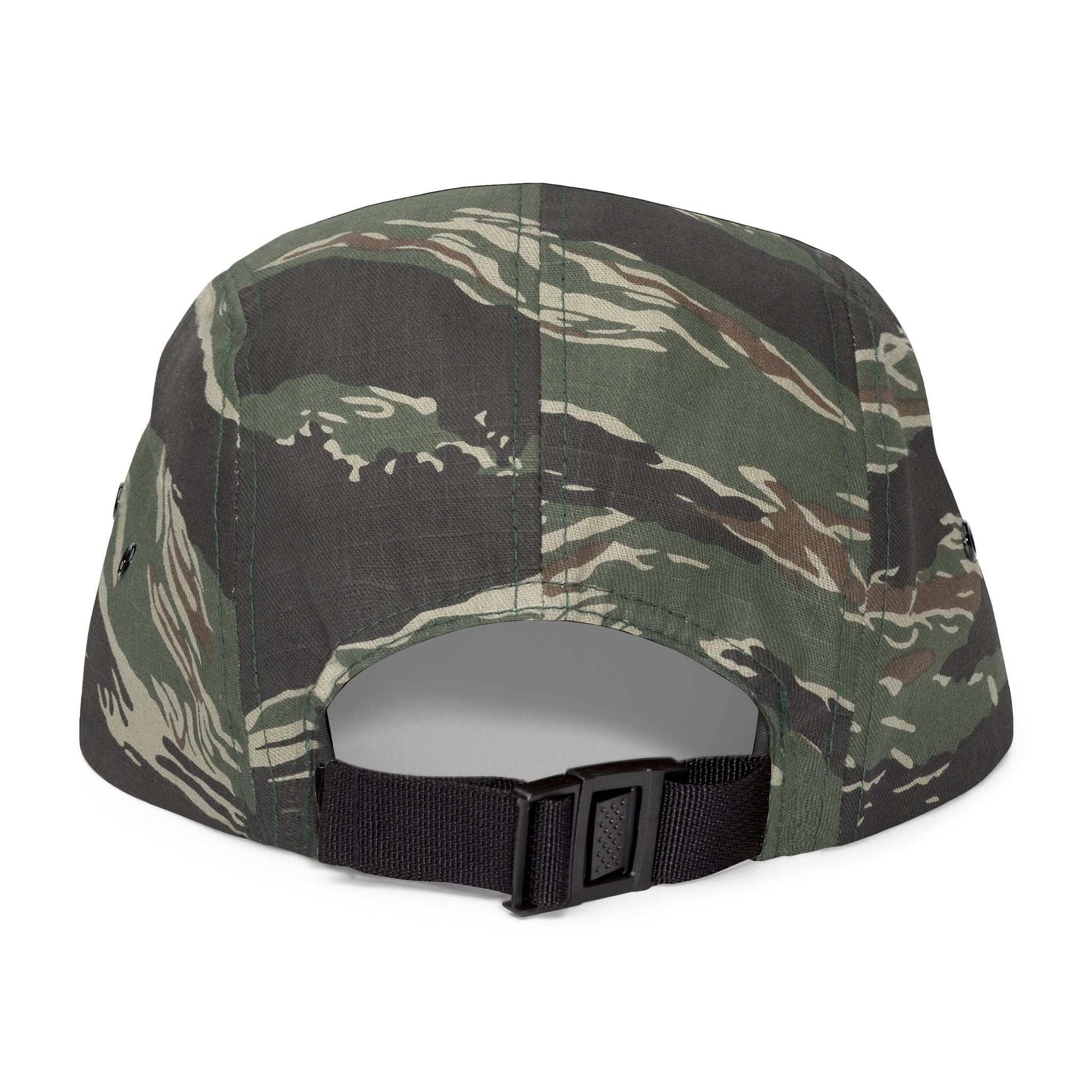 Dog Lovers 5 Panel Cap with "Life's Better with Dogs" Embroidery, Adjustable Strap, 100% Cotton, Back View.