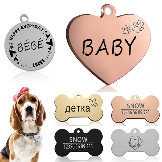 Custom Engraved Pet ID Tag - Personalized Dog & Cat Tags
