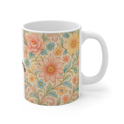 Personalized Floral Mug for Home & Gifting, Custom Name Coffee Cup, Birthday Gift, Flower Lover's Mug, Tea Time Accessory - Toddcraft