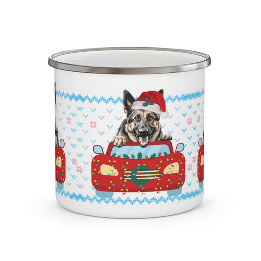 Holiday Dog Christmas Enamel Camping Mug, Dog Lover Gift, Festive Camping Mug, Cute Pet Mug, Christmas Decor