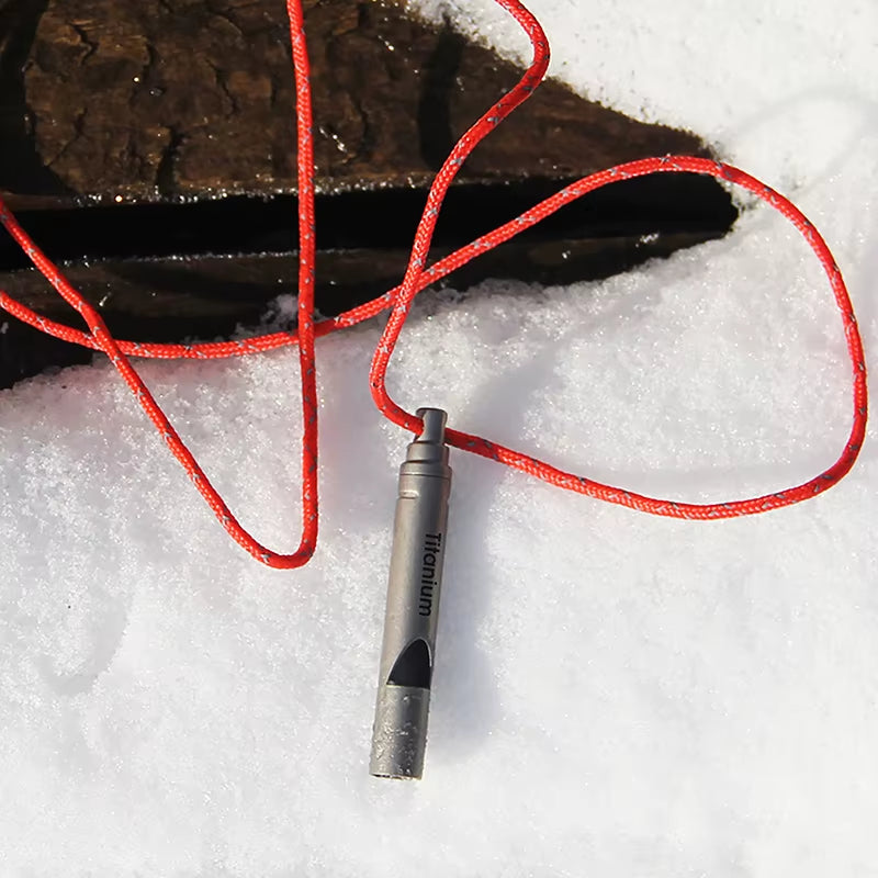 Titanium Emergency Whistle with Lanyard Outdoor Camping Exploring Portable Loud Survival Whistle Ultralight Edc Tools