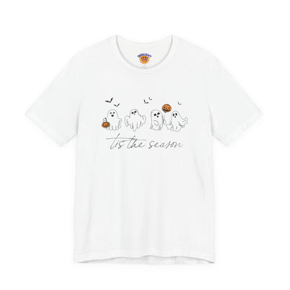 Ghostly Autumn Vibes Tee, Halloween T-Shirt, Unisex Pumpkin Shirt, Fall Ghost Design Tee, Seasonal Cute Graphic Top - Toddcraft