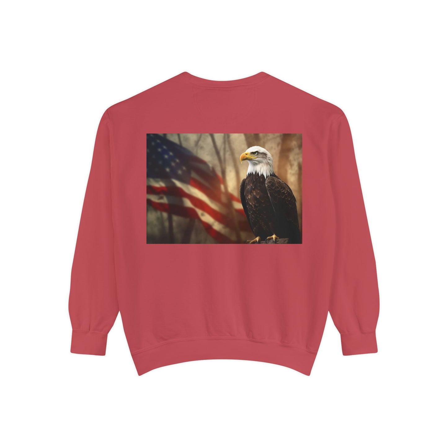 Unisex Garment-Dyed Sweatshirt America The Beautiful and The American Flag and a Bald eagle perfect gift for Freedom fighters and nature lovers