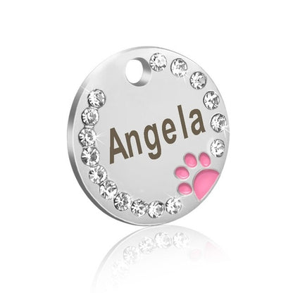 Dog ID Tag Customized Engraved - Crystal Metal Pet Tags