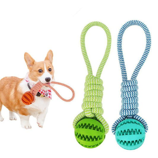 Durable Rubber Ball Chew Toy with Cotton Rope - Toddcraft