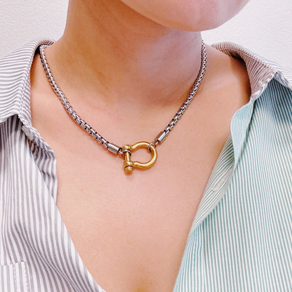 Luxe Pendant Box Chain Necklace - Gold Plated Stainless Steel