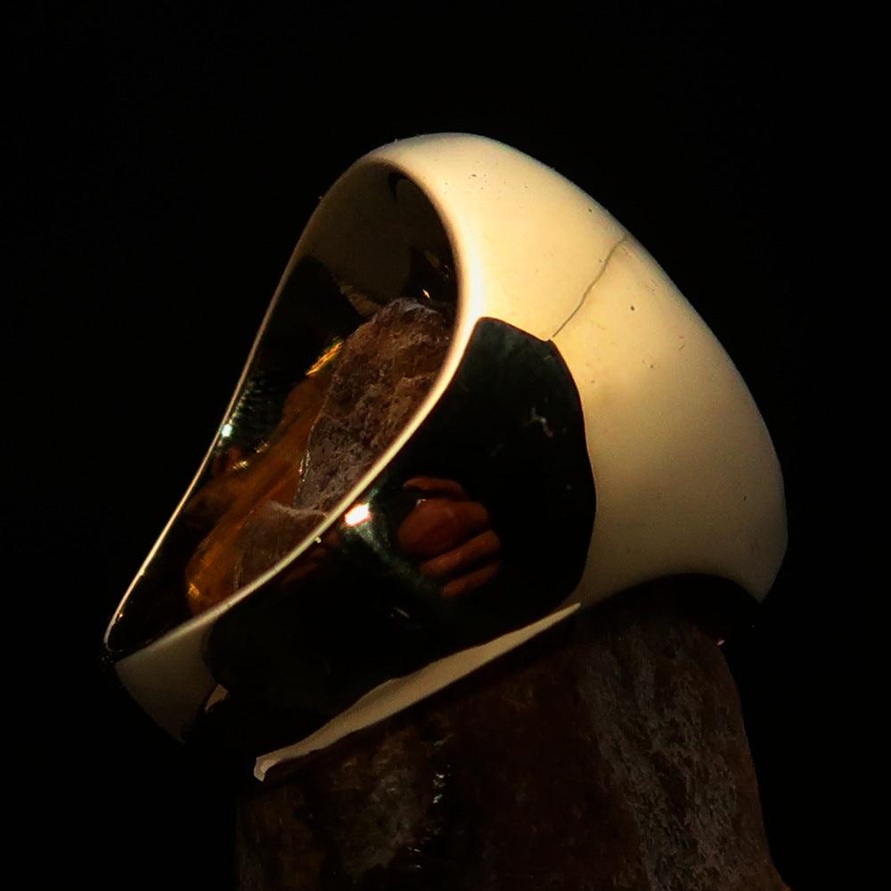 Excellent crafted oval domed Men's blue Cross Lorraine Ring - solid - Toddcraft