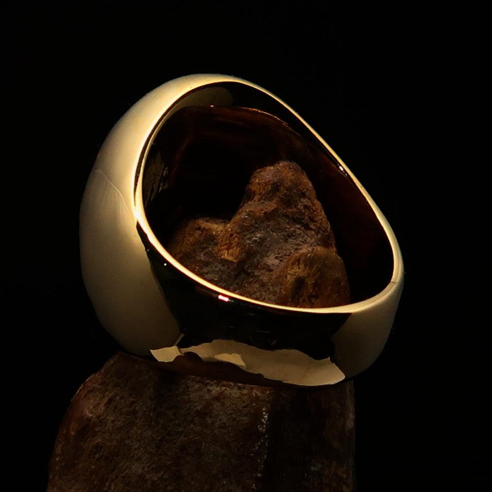 Excellent crafted oval domed Men's blue Cross Lorraine Ring - solid - Toddcraft