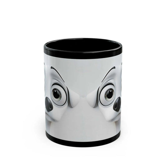 Sarcastic Dog Face 3D Mug with playful canine design on black ceramic background.