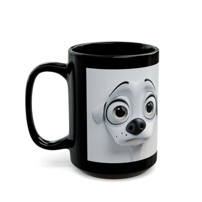 Sarcastic Dog Face 3D Mug with playful canine expression on black ceramic design.
