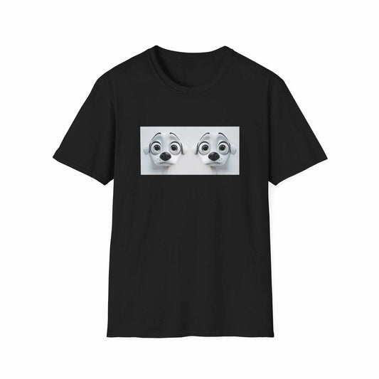 Sarcastic Dog Face 3D Tee in black with humorous dog print.