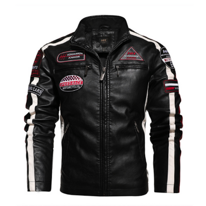 Men's Biker Jacket Vegan Leather with Badges | Stylish & Durable Motorcycle Jacket