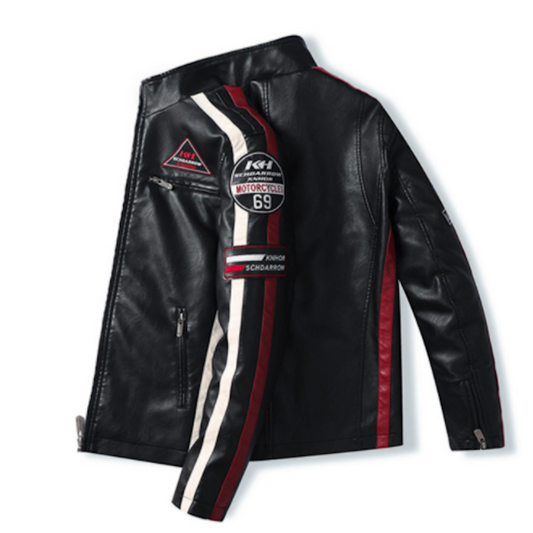 Men's Biker Jacket Vegan Leather with Badges | Stylish & Durable Motorcycle Jacket