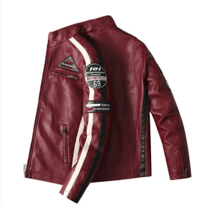 Men's Biker Jacket Vegan Leather with Badges | Stylish & Durable Motorcycle Jacket