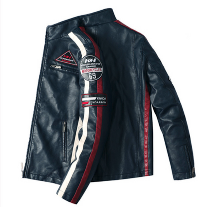 Men's Biker Jacket Vegan Leather with Badges | Stylish & Durable Motorcycle Jacket