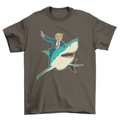 Trump Riding Shark T-Shirt - Bold Political Statement Tee