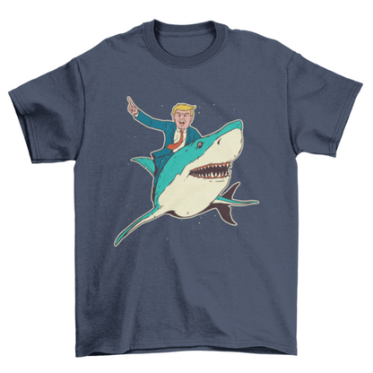 Trump Riding Shark T-Shirt - Bold Political Statement Tee