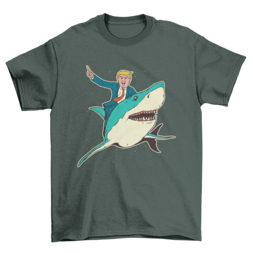 Trump Riding Shark T-Shirt - Bold Political Statement Tee