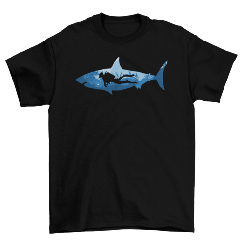 Scuba Diving Shark T-Shirt - Ocean Diver Graphic Tee Gift