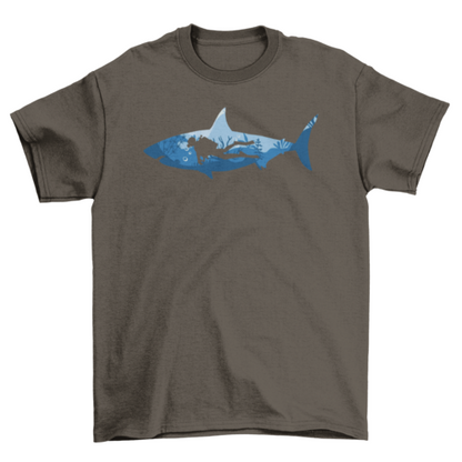 Scuba Diving Shark T-Shirt - Ocean Diver Graphic Tee Gift