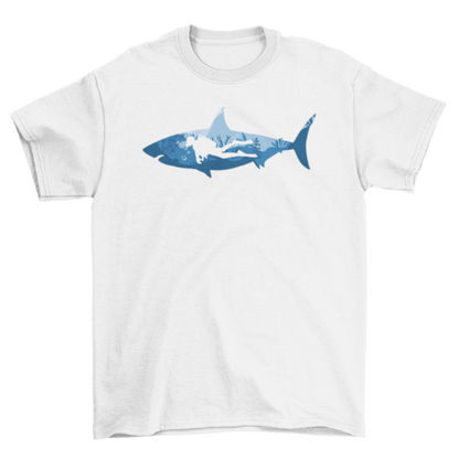 Scuba Diving Shark T-Shirt - Ocean Diver Graphic Tee Gift