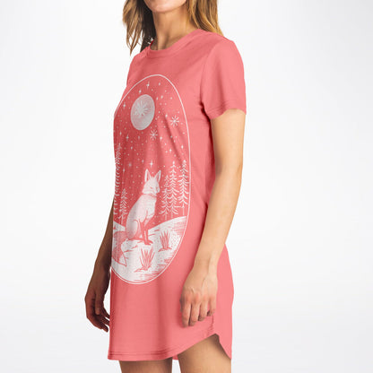 Foxy Light of the Moon AOP T-Shirt Dress – Magical & Stylish All-Over Print
